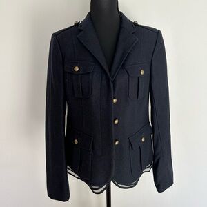 LOFT Dark Navy Military Jacket with Gold Accents